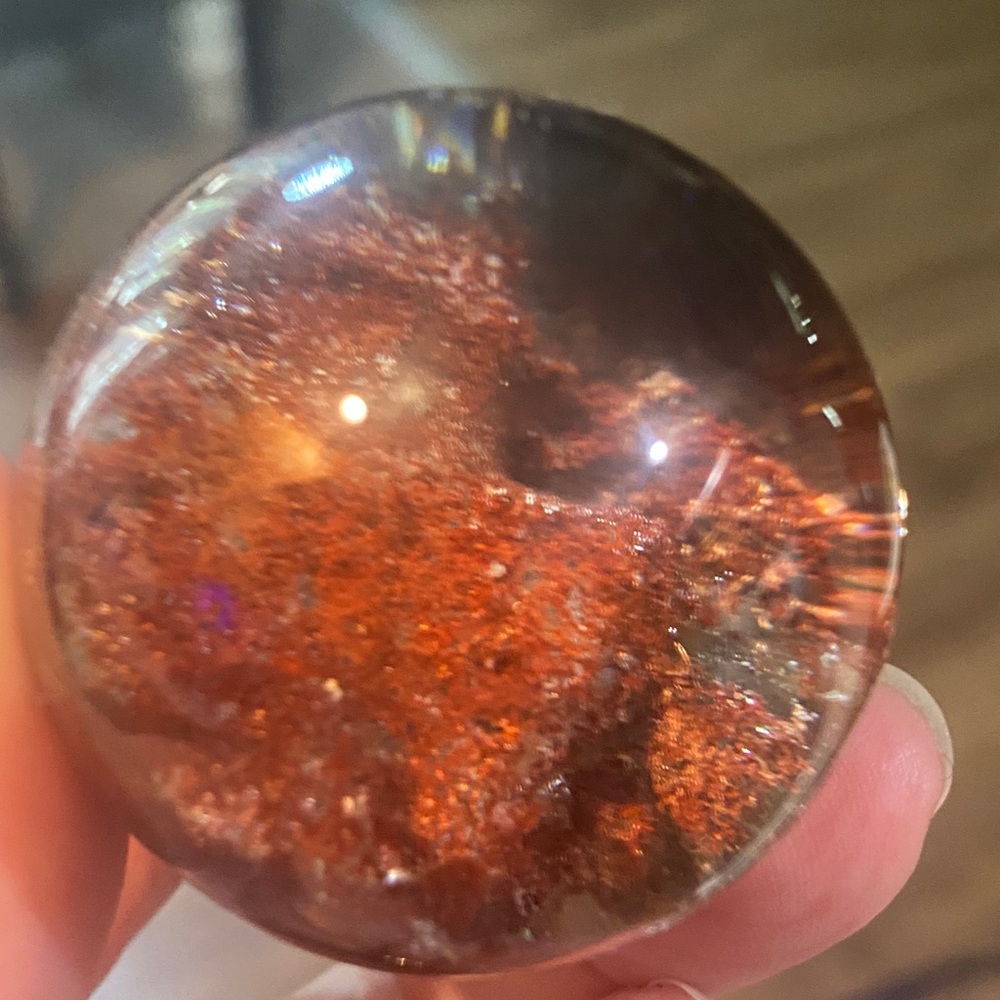 3 seasons garden quartz sphere with lots of shiny mica